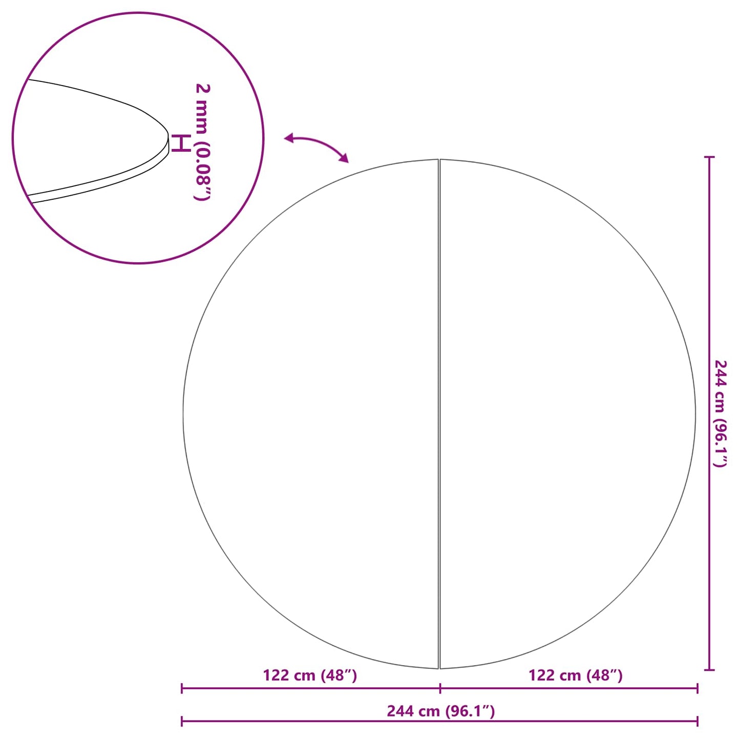 Medence alatlappal Fekete Ø 244 cm Nemes szövet