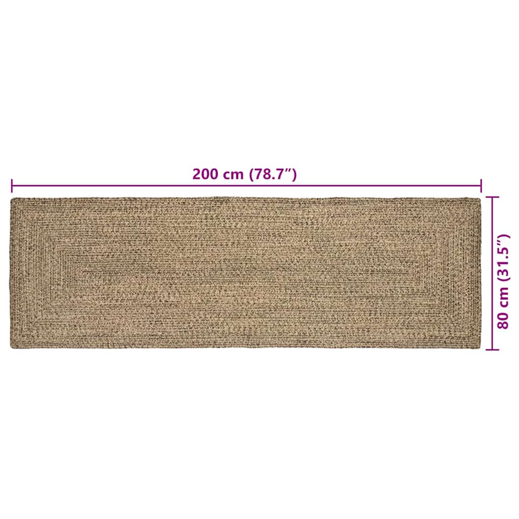 Területszőnyegek Természetes és Fekete 80 x 200 cm Juta