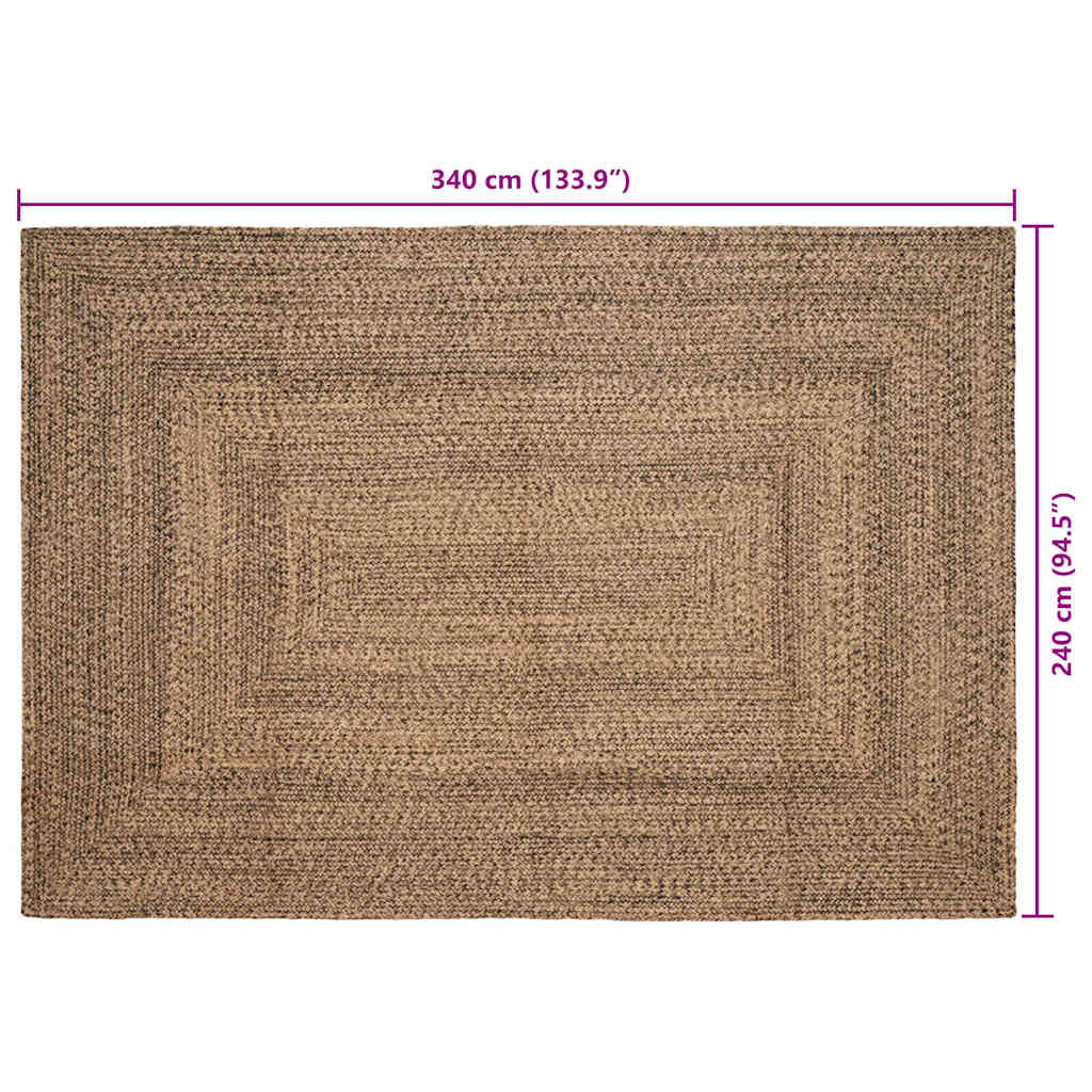 Területszőnyegek Természetes és Fekete 240 x 340 cm Juta