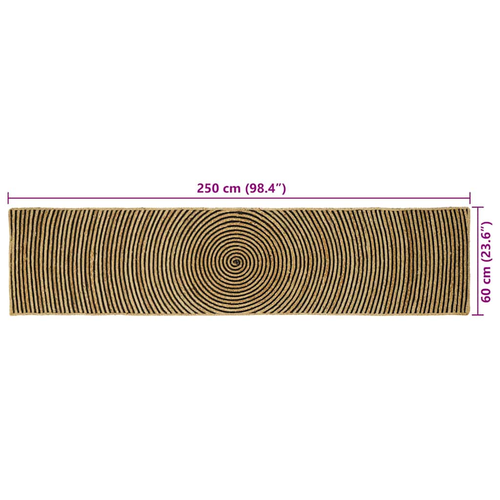 Területi szőnyeg Fekete 60 x 250 cm Juta