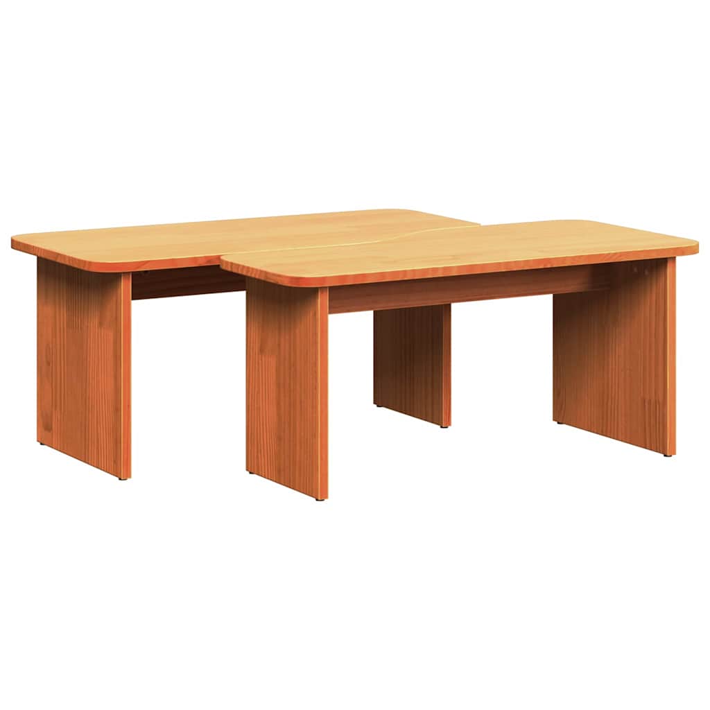 Dohányzóasztal 2 pcs Faggyú barna Tömör fenyőfa
