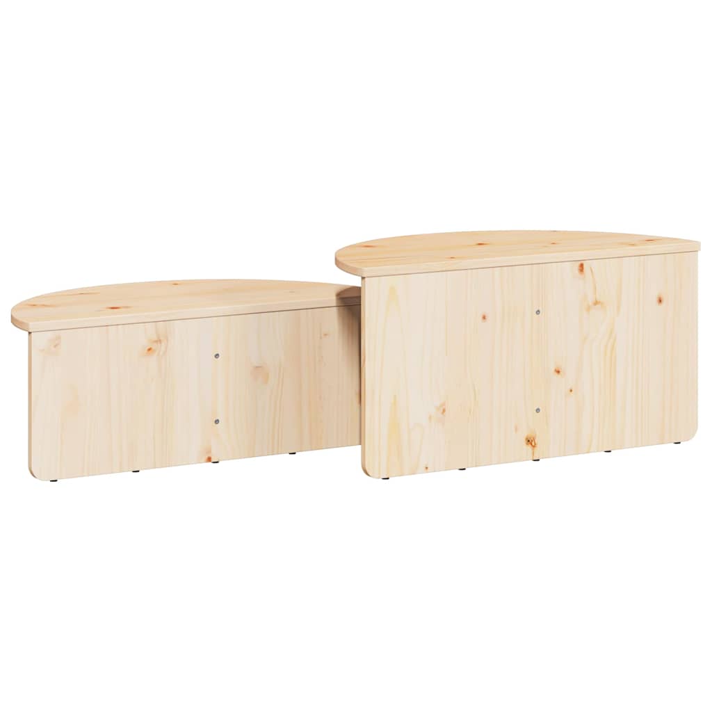 Dohányzóasztal 2 pcs Természetes Tömör fenyőfa
