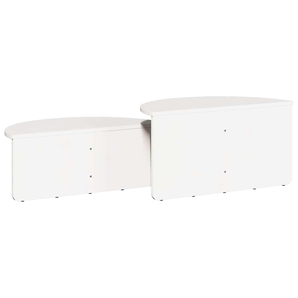 Dohányzóasztal 2 pcs Fehér Tömör fenyőfa