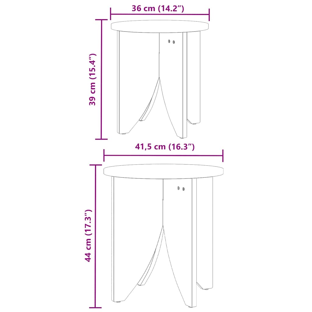 Dohányzóasztal 2 pcs Természetes