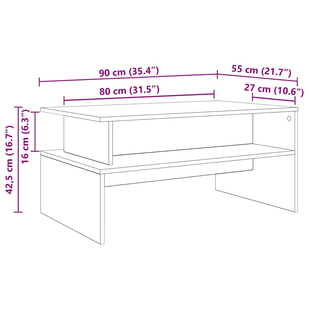 Dohányzóasztal Fekete tölgy 90 x 55 x 42,5 cm Faanyag