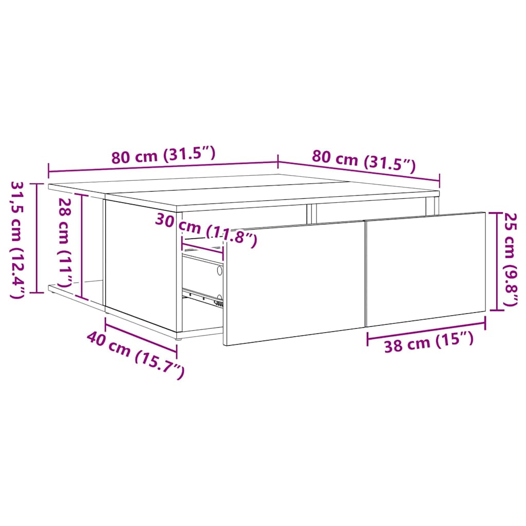 Dohányzóasztal Öreg fa 80 x 80 x 31 cm Szerelt Fa