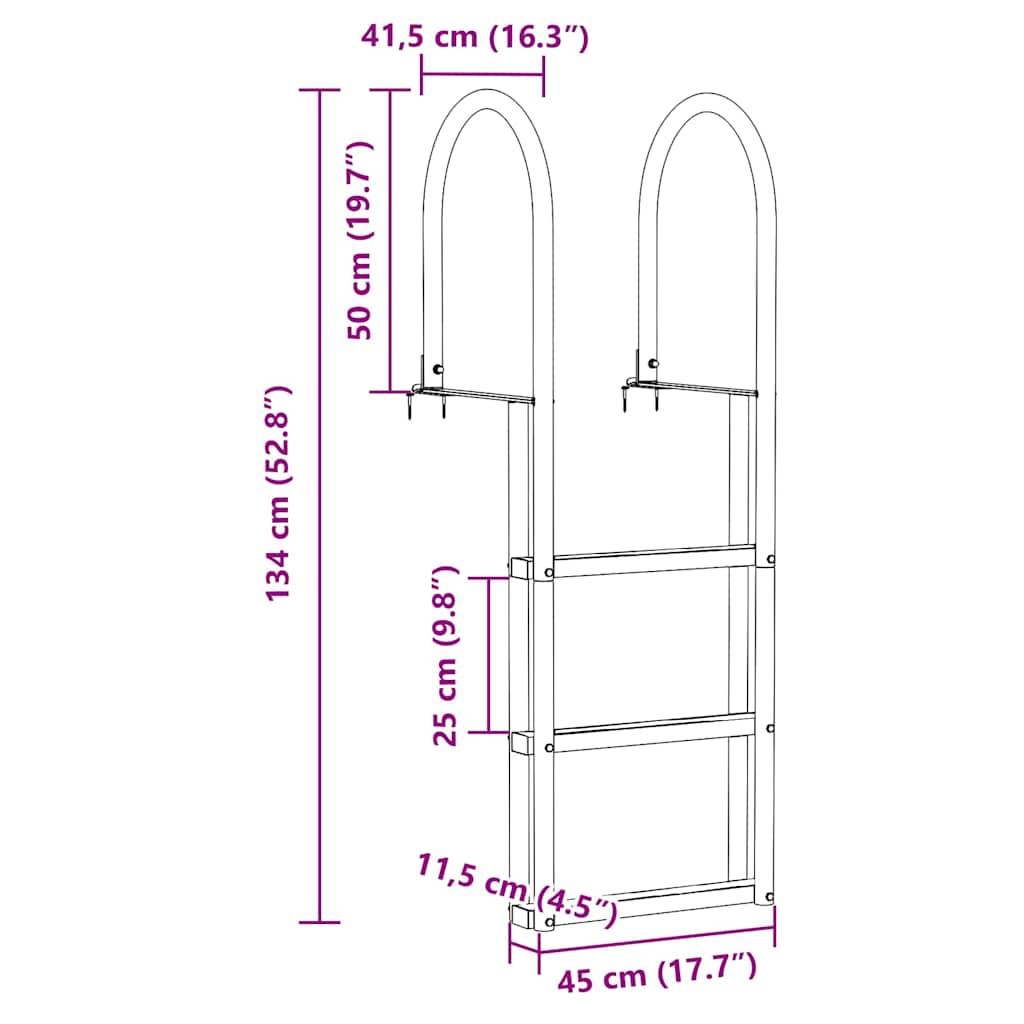 3 lépcsős stéglétra Ezüst 45 x 11,5 x 134 cm Alumínium