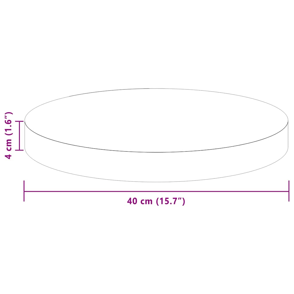 Asztallap Sötét Barna Ø 40 x 4 cm Tömör Tölgyfa