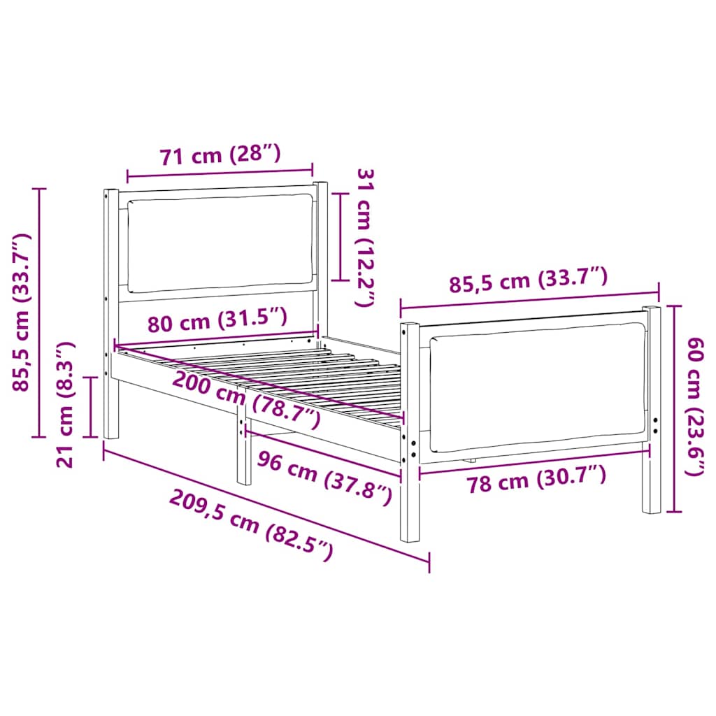 Ágykeret fejtámlával Világosszürke 80 x 200 cm szövet