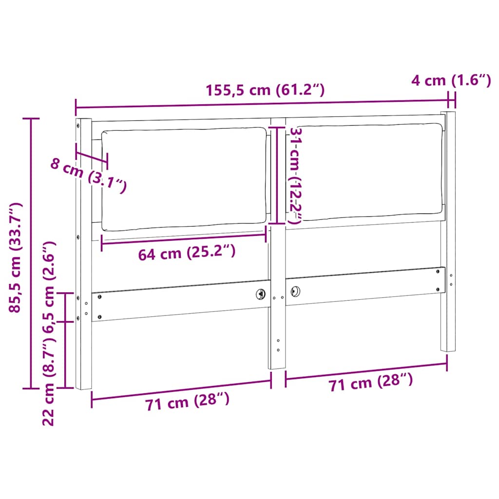 Fejtámla Egyéb Barna 150 cm Tömör fenyőfa