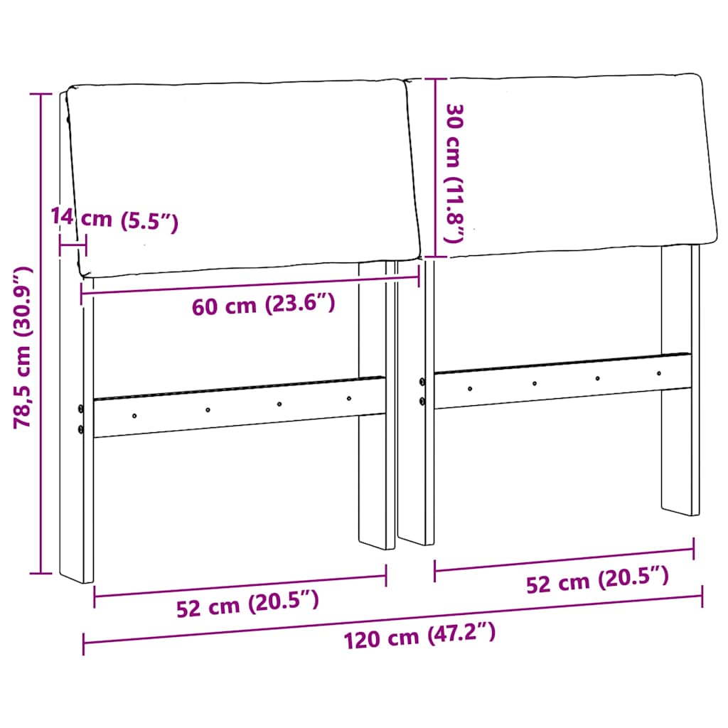 Kárpitozott fejtámla Fekete 120 cm Tömör fenyőfa