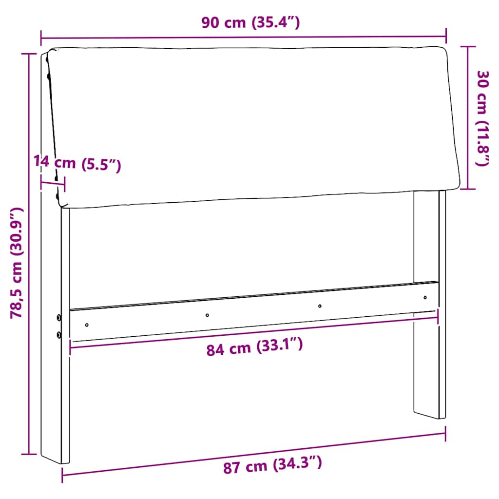 Kárpitozott fejtámla Világosszürke 90 cm Tömör fenyőfa