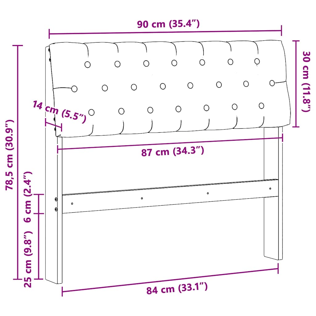 Kárpitozott fejtámla Fekete 90 cm Tömör fenyőfa