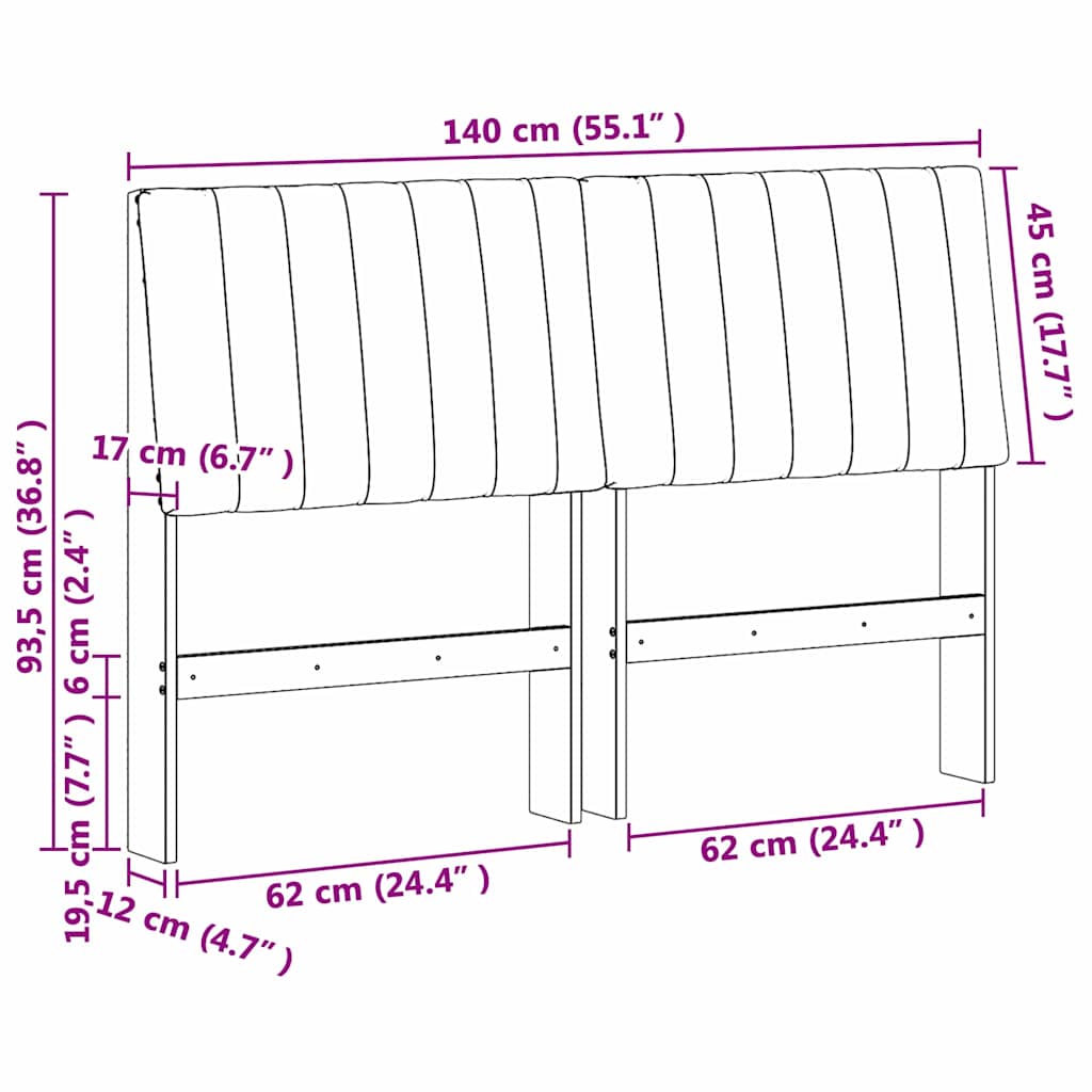 Kárpitozott fejtámla Világosszürke 140 cm Tömör fenyőfa