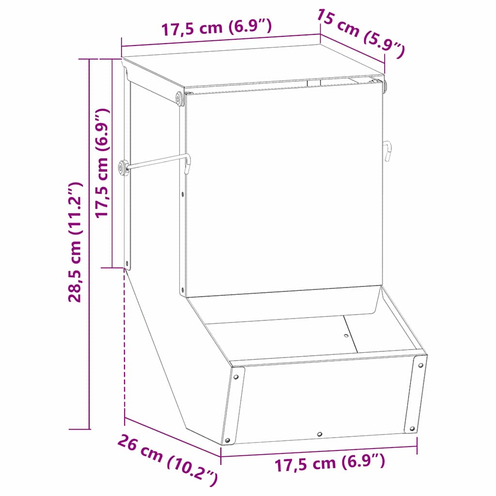 Nyúl Etető Fekete 17,5 x 26 x 28,5 cm Hidegen Hengerelt Acél