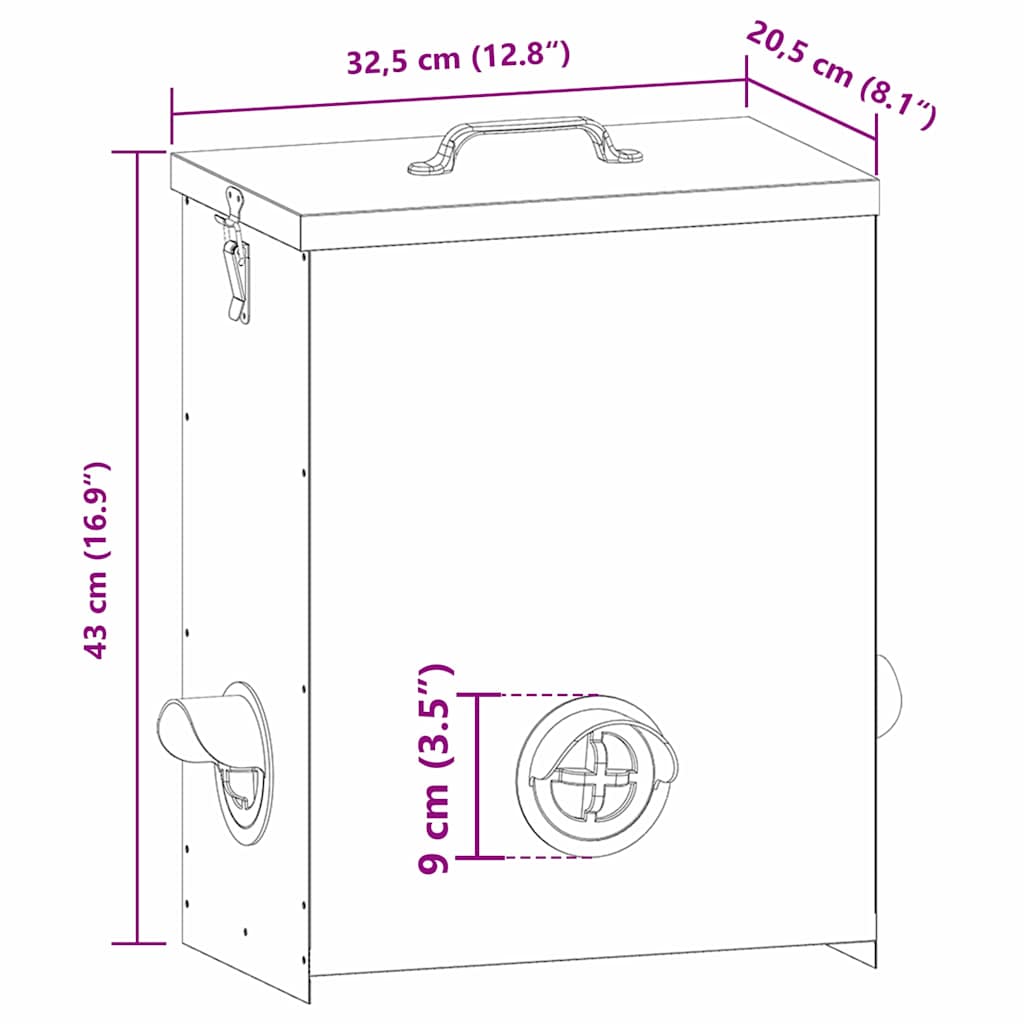 Csirke etető Olajzöld 32,5 x 20,5 x 43 cm