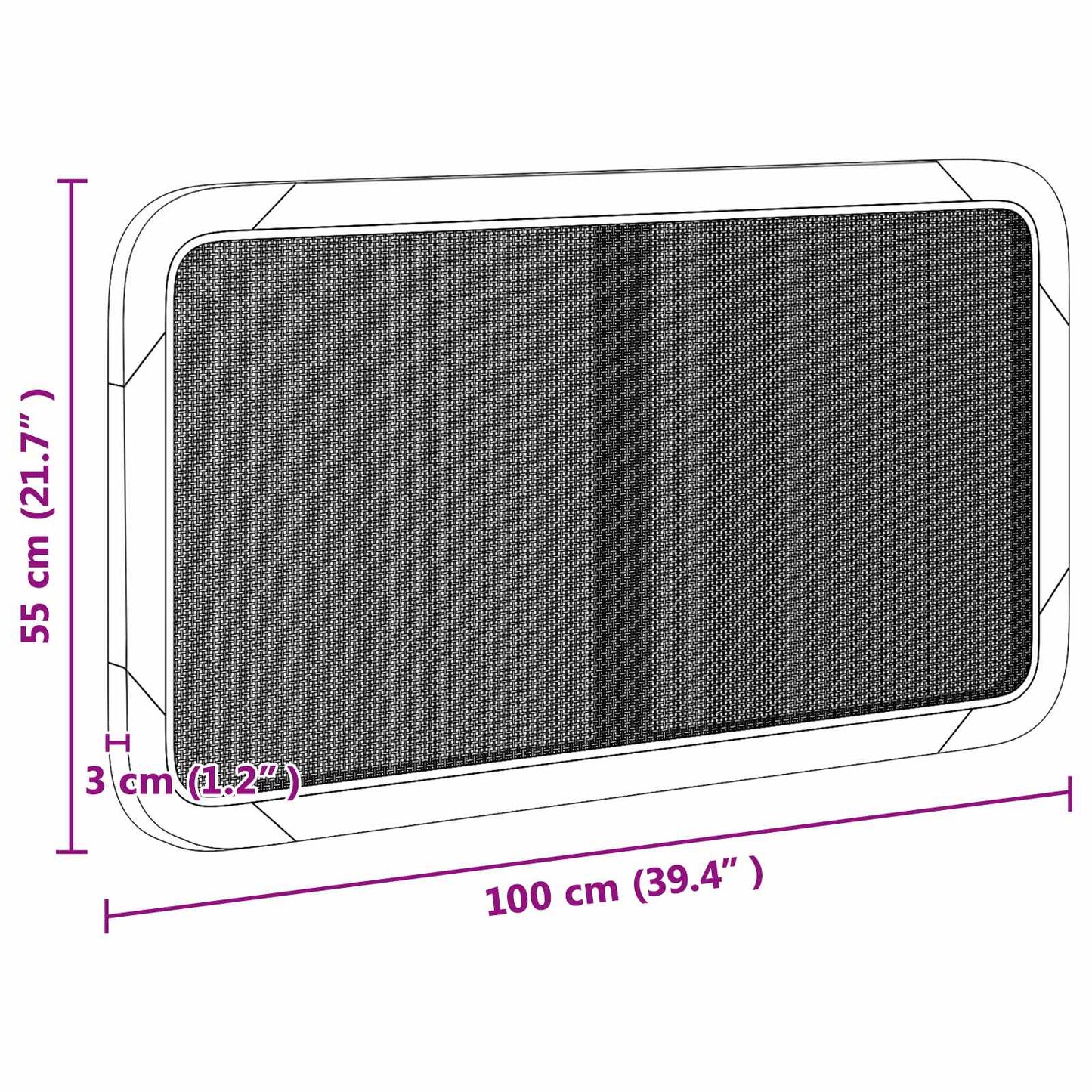 Fejtámla fejtámlával Fekete 100 x 55 x 3 cm Rattan