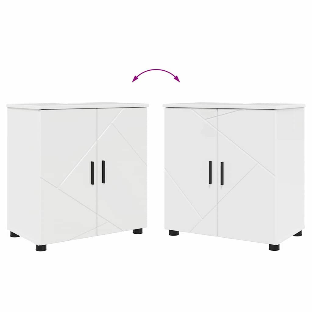 Fürdőszoba bútor szett 4 pcs Magas Fényű Fehér Faanyag & Fém