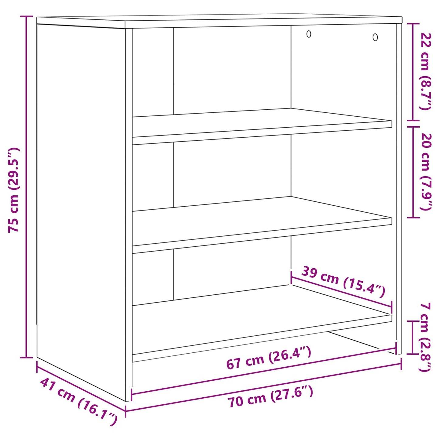 Széf 2 db Fekete tölgy 70 x 41 x 75 cm Szerelt Fa