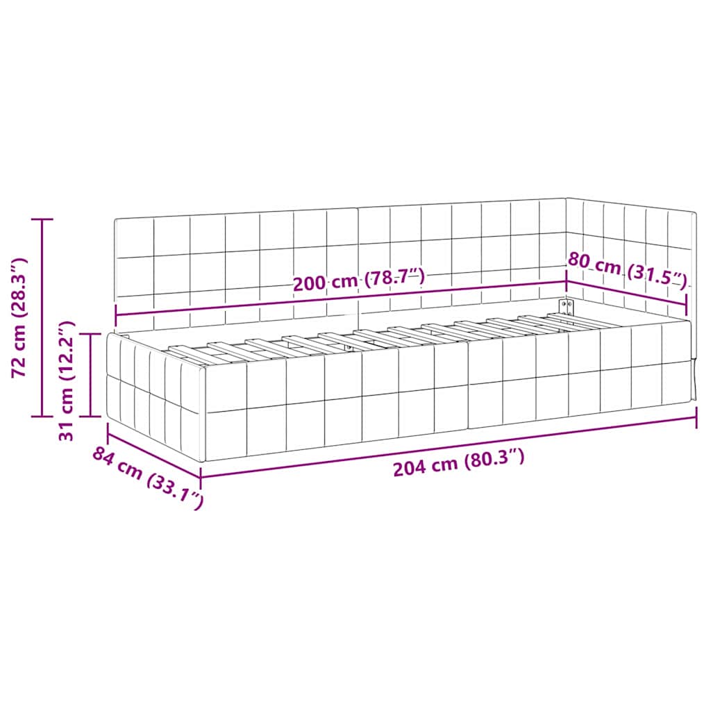 Sarokágy keret fejtámlával Sötétzöld 80 cm x 200 cm Bársony