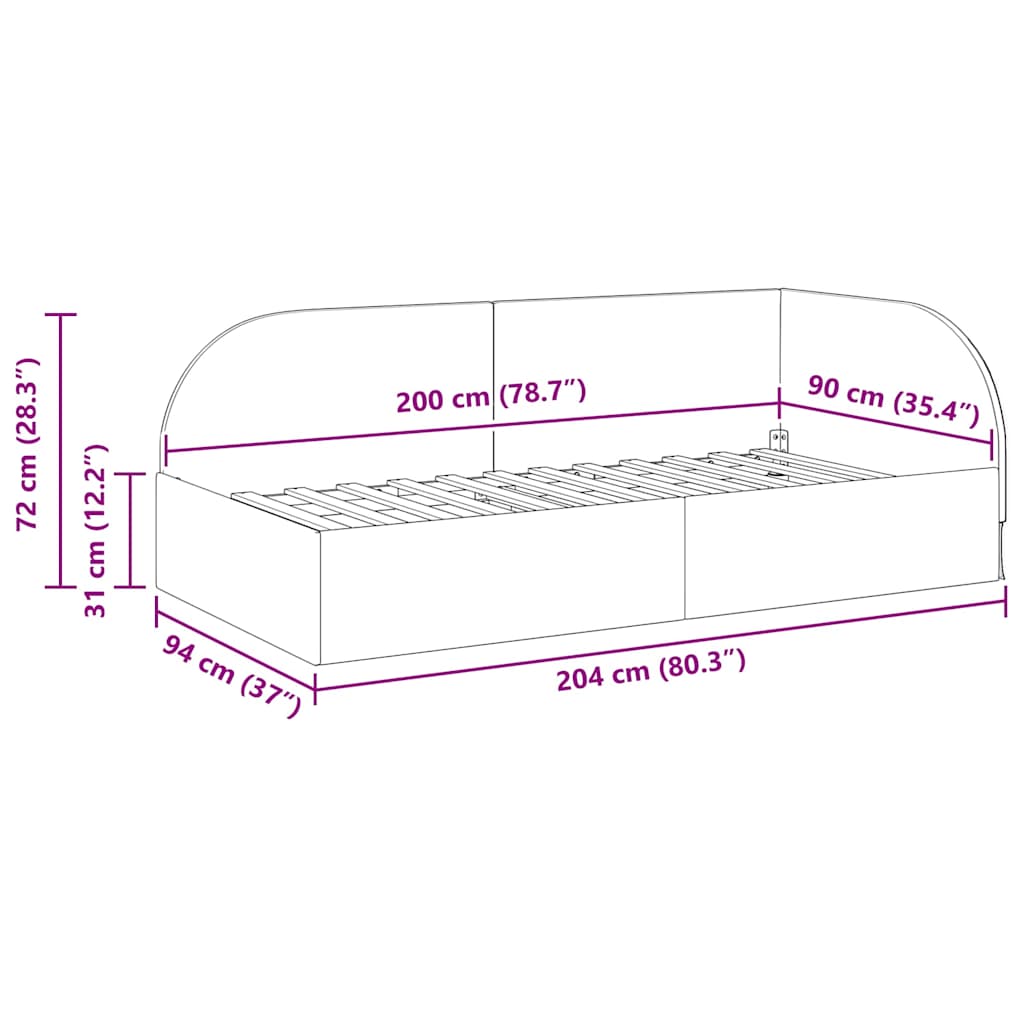 Sarokágy keret fejtámlával Kék 90 cm x 200 cm Bársony