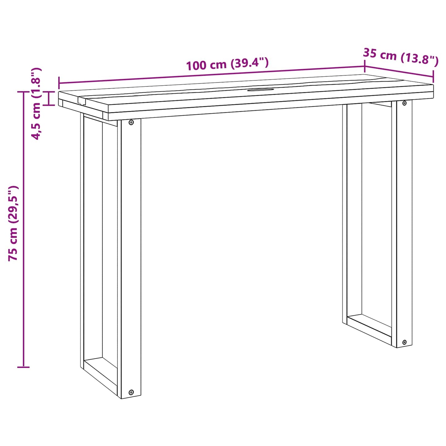 Konzolasztal Barna 100 x 35 x 75 cm Tömör Teakfa