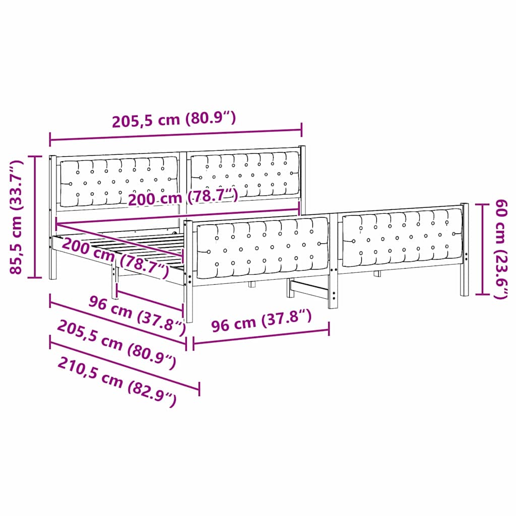 Ágykeret fejtámlával Világosszürke 200 x 200 cm Tömör fenyőfa