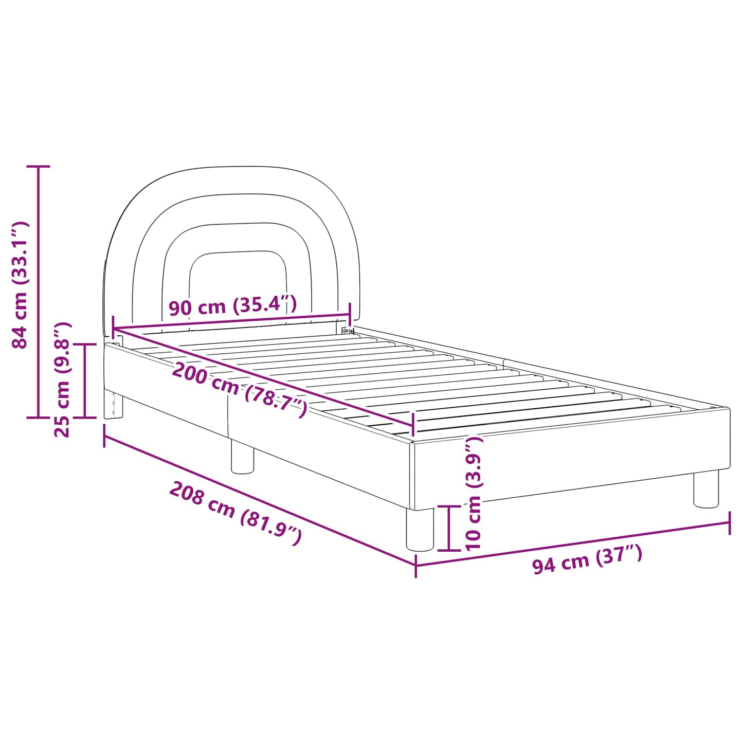 Gyerekágy kerettel fejtámlával Rózsaszín 90 x 200 cm Bársony