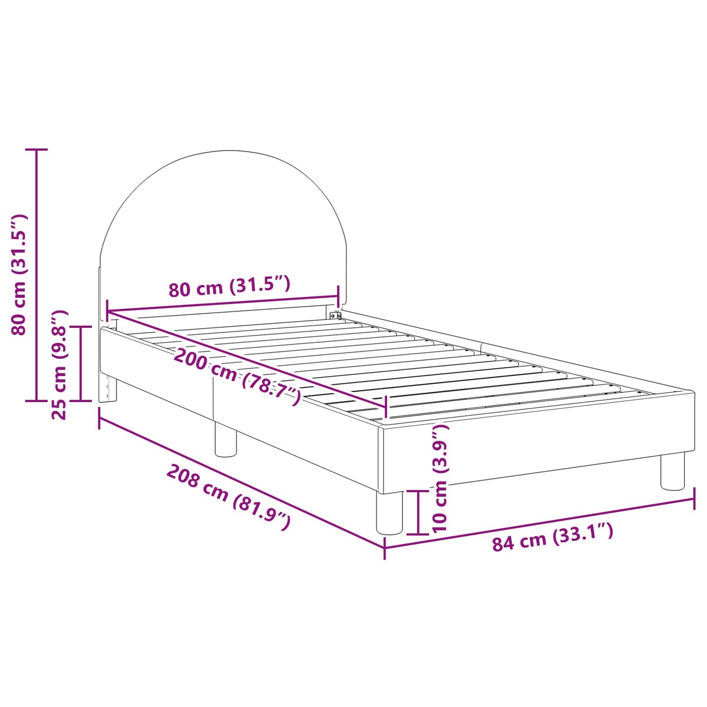 Gyerekágy kerettel fejtámlával Krémszínű 80 x 200 cm Bouclé