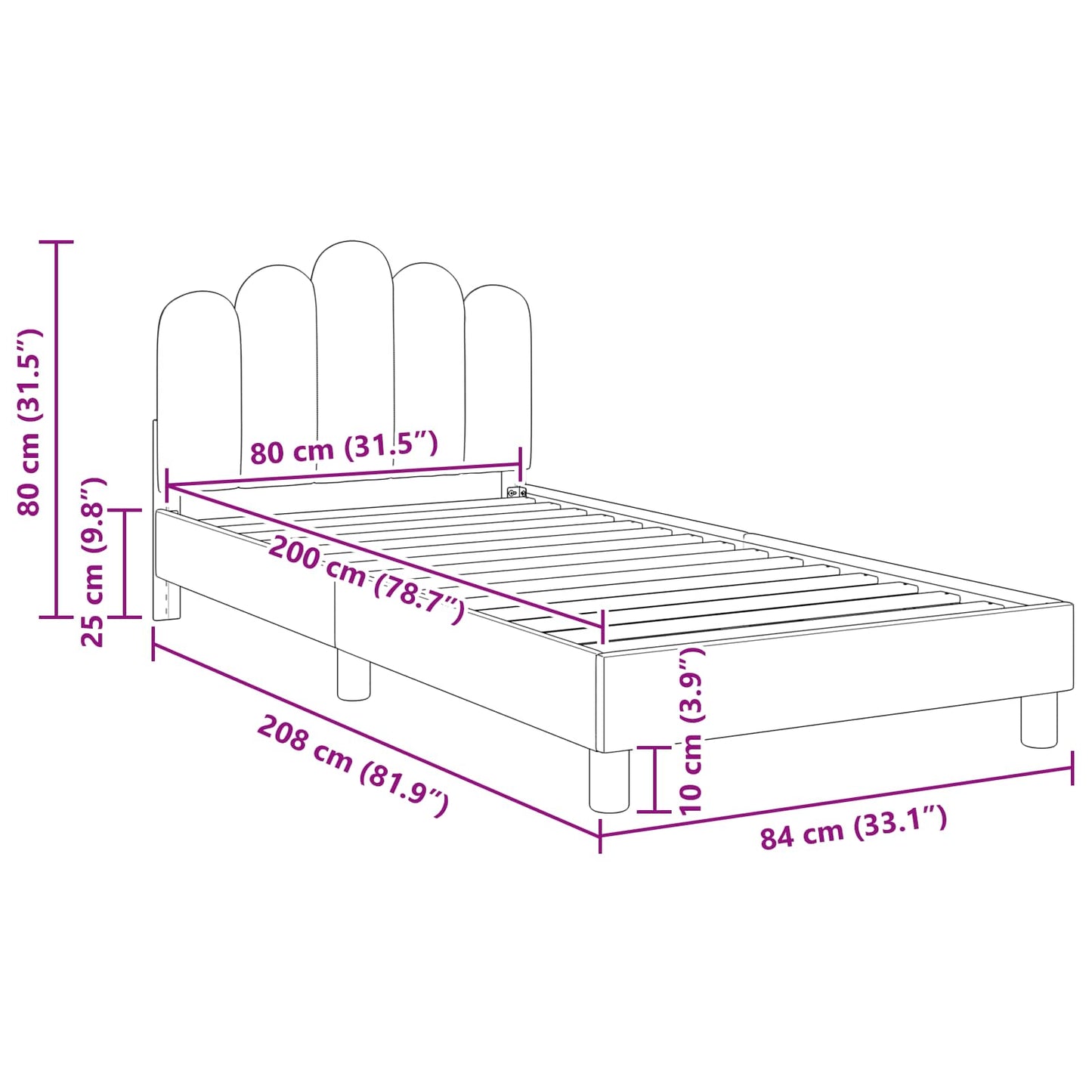 Gyerekágy kerettel fejtámlával Rózsaszín 80 x 200 cm Szövet