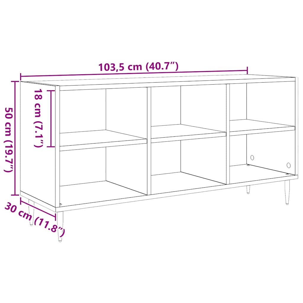 TV szekrény 103,5 x 30 x 50 cm Öreg fa Szerelt Fa