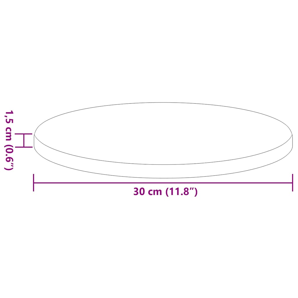 Asztallap kézműves tölgy Ø 30 x 1,5 cm Faanyag