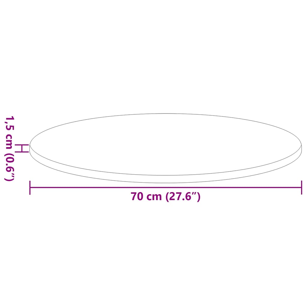 Asztallap Ø 70 x 1,5 cm Kerek Szerelt Fa Barna Tölgy