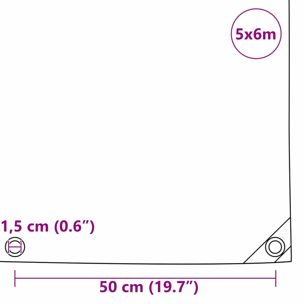 Ponyva 650g / m² Olajzöld 5 x 6 m Vászon PVC bevonattal