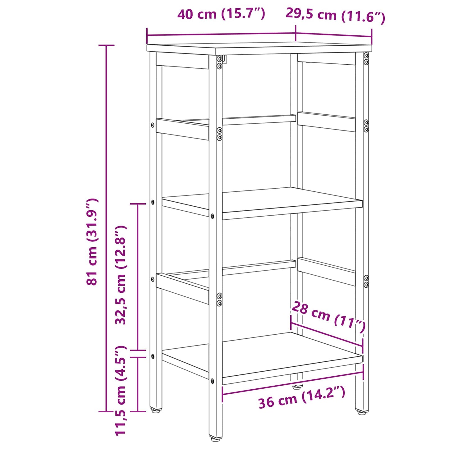Könyvespolc Öreg fa 40 x 29,5 x 81 cm Faanyag