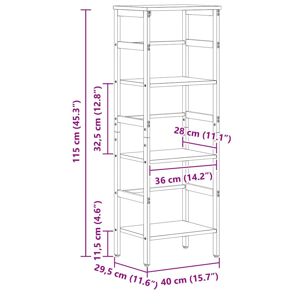 Könyvespolc Sonoma tölgy 40 x 29,5 x 115 cm Faanyag