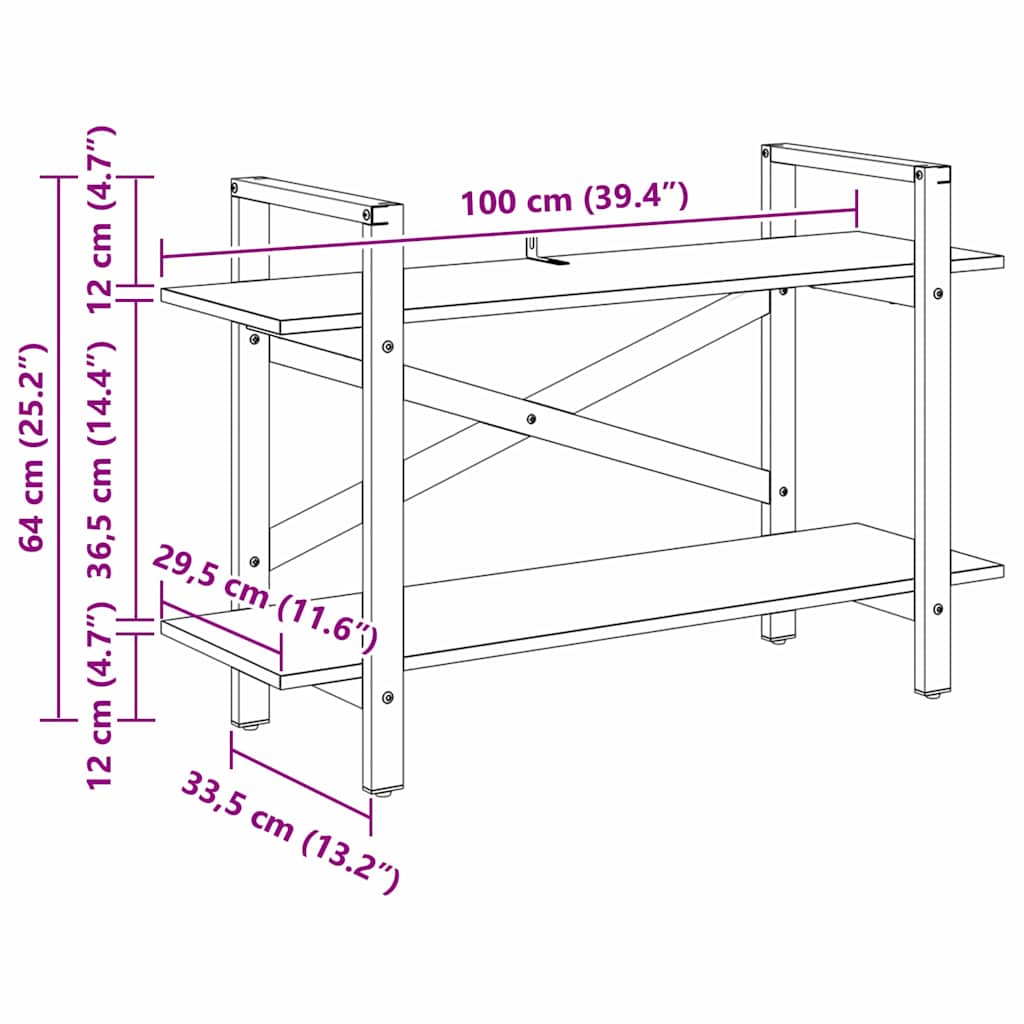 Könyvespolc Sonoma tölgy 100 x 33,5 x 64 cm Faanyag