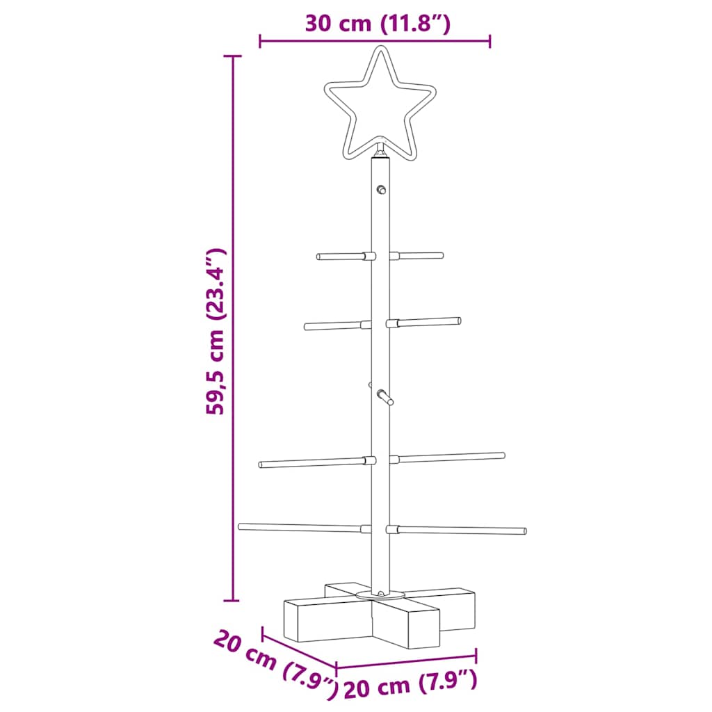 Fém karácsonyfa állvánnyal Fekete 59,5 cm Porszórt Acél