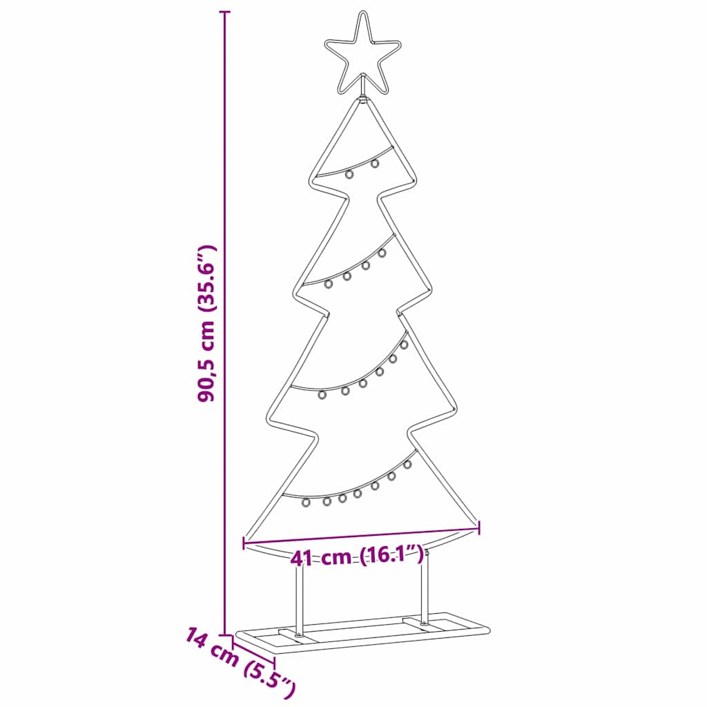 Fém karácsonyfa állvánnyal Fekete 90,5 cm Acél