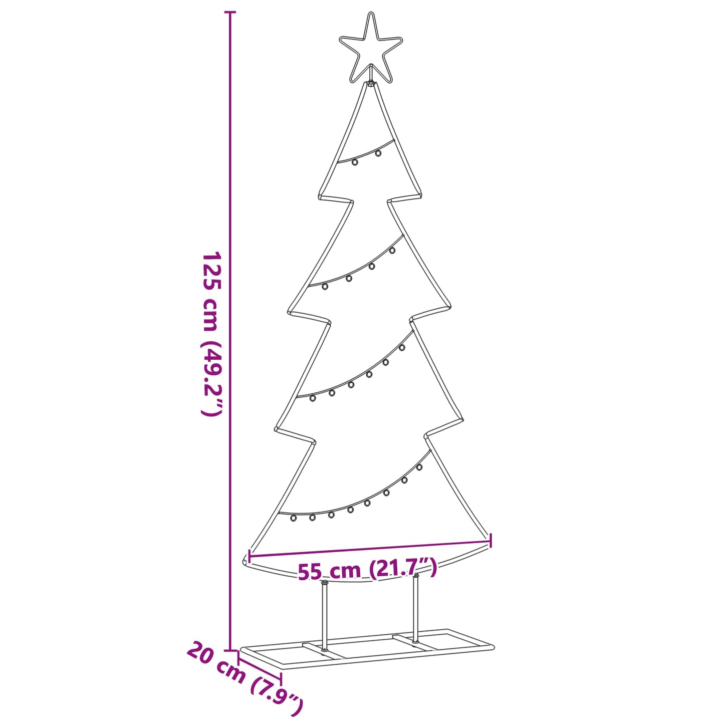 Fém karácsonyfa állvánnyal Fekete 125 cm Acél
