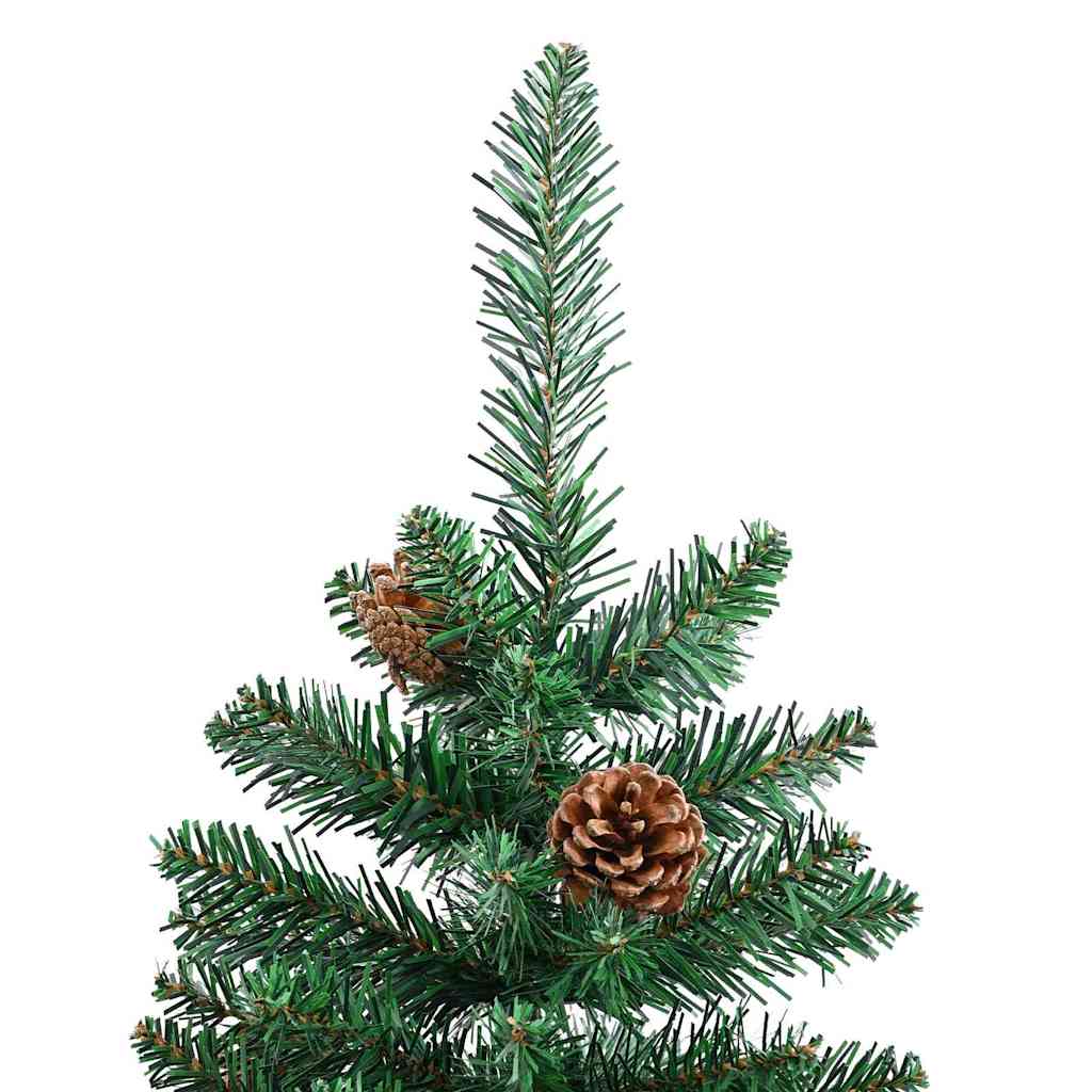 Karcsú karácsonyfa 300 LED-del Zöld 180 cm PVC és tömör fenyőfa
