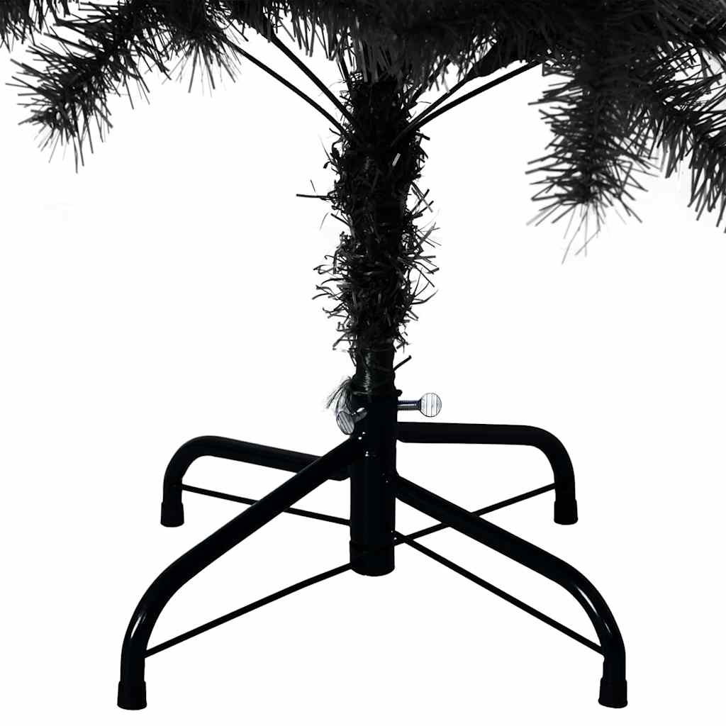Karácsonyfa 150 LED-del állvánnyal Fekete 150 cm PVC