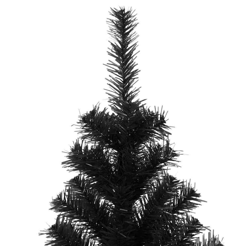 Karácsonyfa 300 LED-del állvánnyal Fekete 210 cm PVC