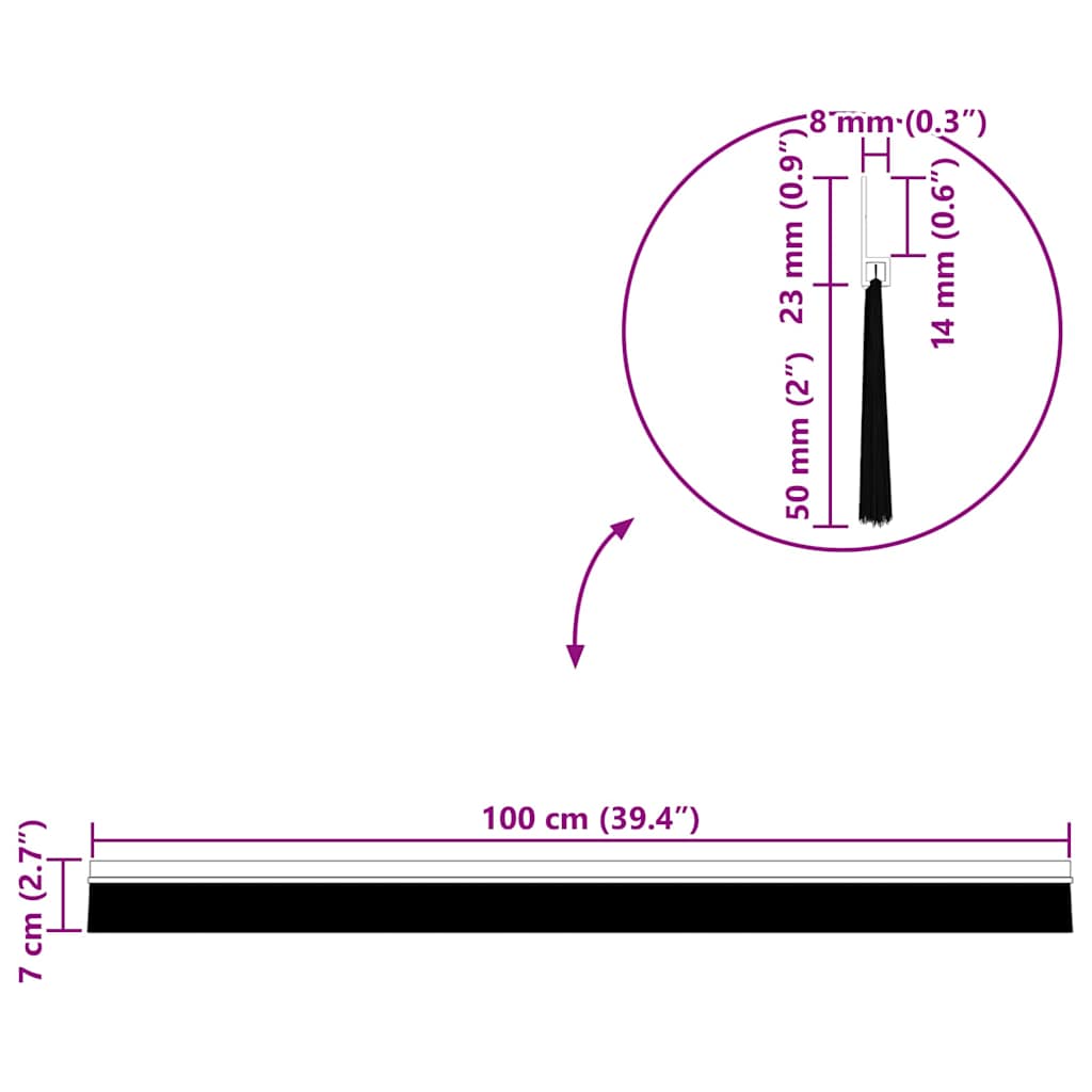 Öntapadó ajtó kefe tömítések 2 pcs Fekete 100 cm
