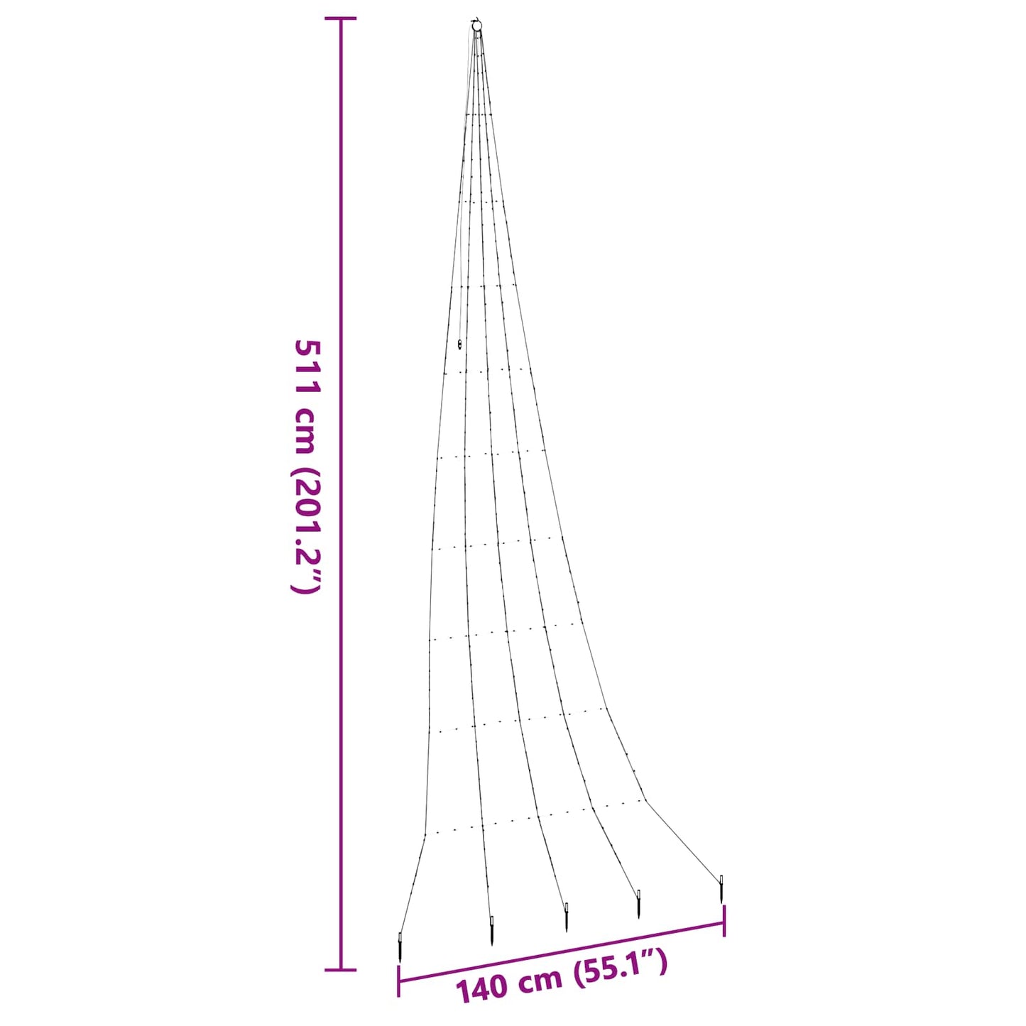 LED Karácsonyfák talajráccsal Hideg fehér 511 cm Fém