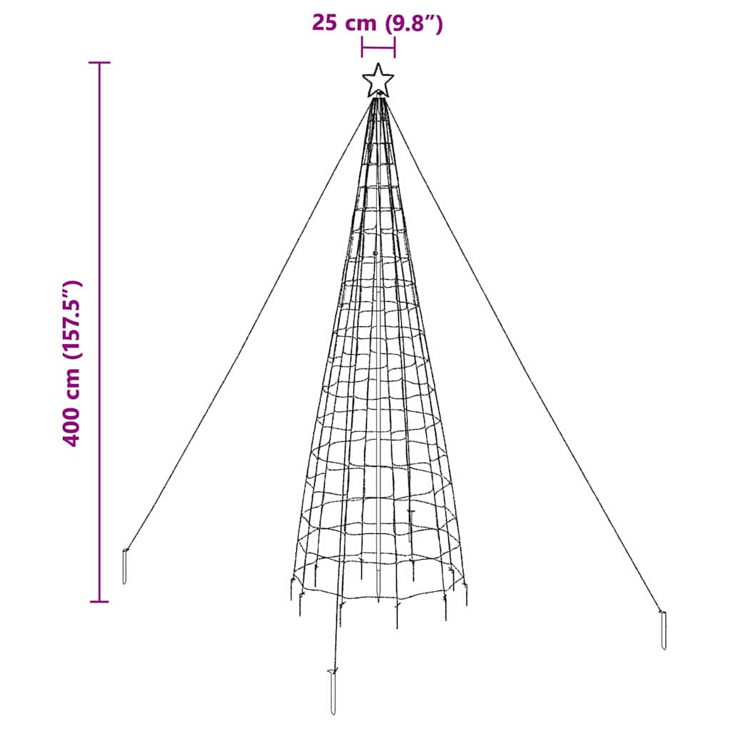 LED Karácsonyfák talajráccsal Sokszínű 400 cm Vas