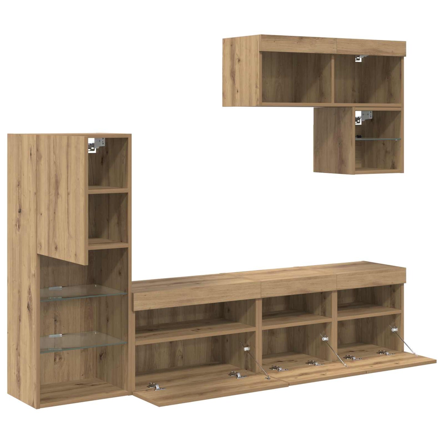 TV Fali Egységek 6 pcs Artisan tölgy Szerelt Fa
