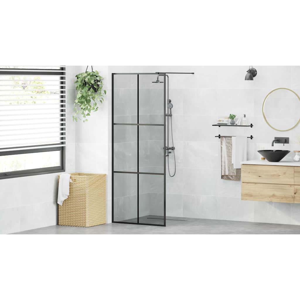 Walk-in zuhanyfal Fekete 80 x 195 cm edzett üveg