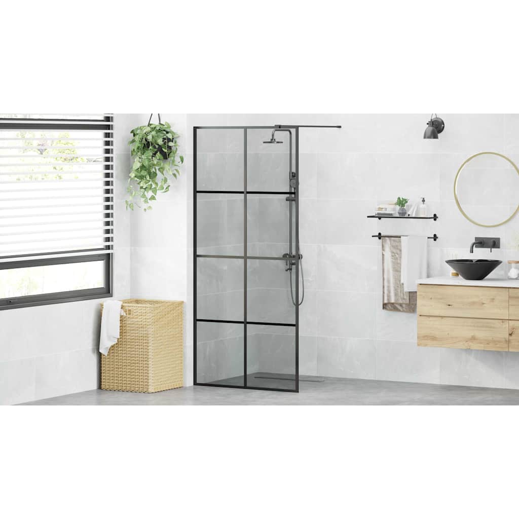 Walk-in zuhanyfal Fekete 90 x 195 cm edzett üveg