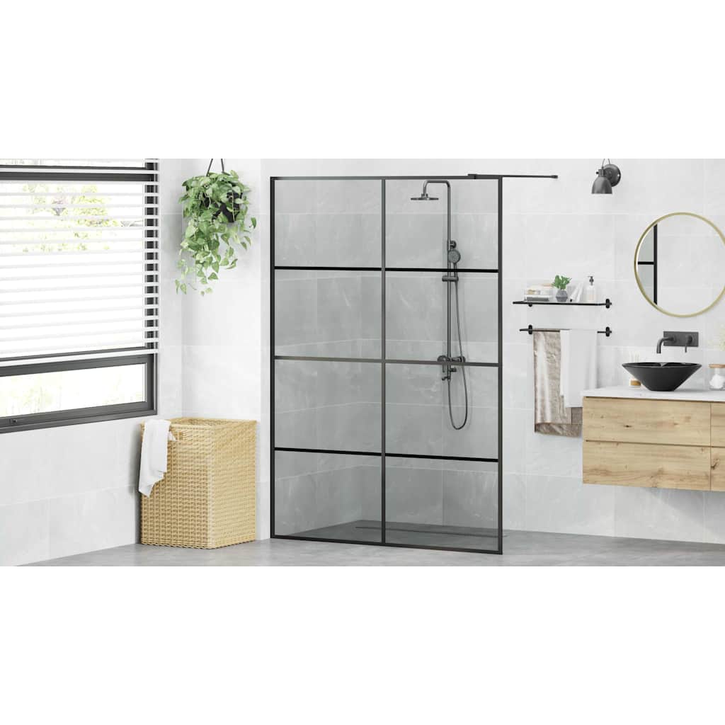 Walk-in zuhanyfal Fekete 140 x 195 cm edzett üveg